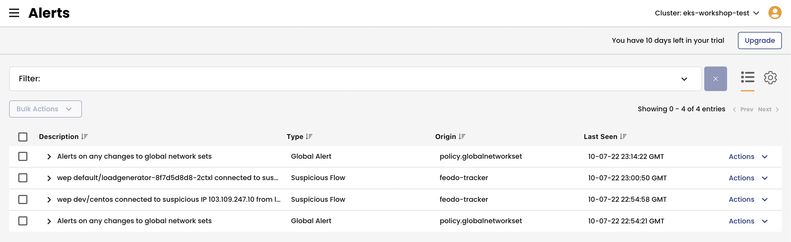 alerts view