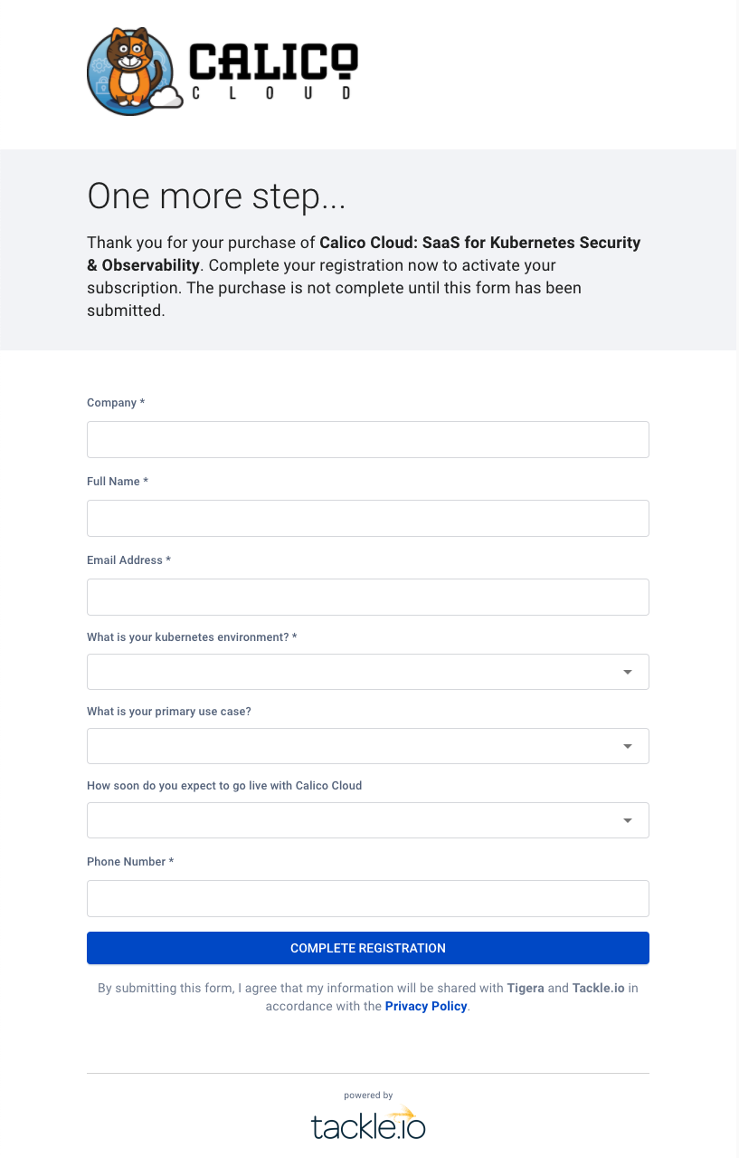 Calico Cloud Sign Up